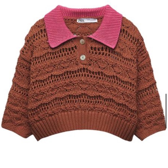 New ZARA POINTELLE KNIT CROP TOP - M - Picture 1 of 6